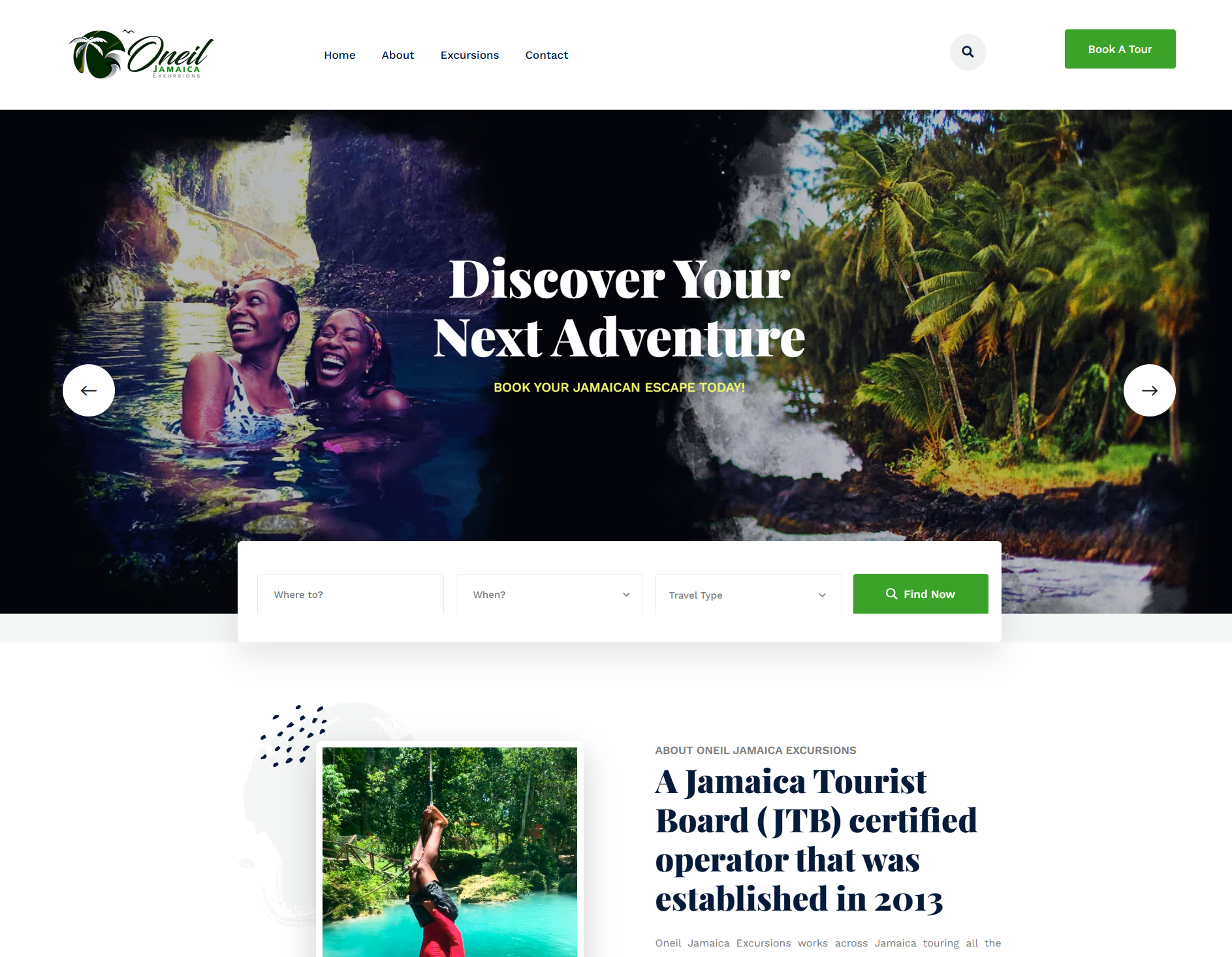 O'Neil Jamaica Excursions website